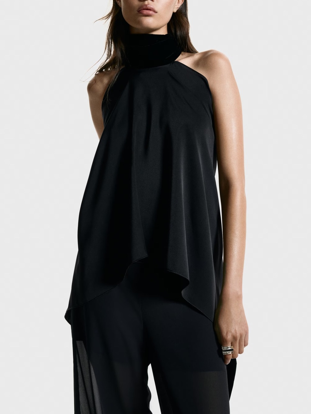 H&M SCARF-COLLAR HALTERNECK TOP